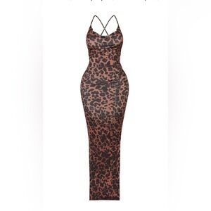 PLT Brown Leopard Print Slinky Cowl Neck Maxi Dress
Length approx 154cm/61"